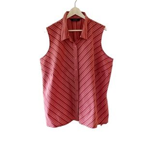 Penningtons Stretch Shirt Blouse Plus Size 26 Pink Sleeveless Button Up Layer